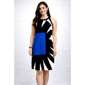 365 Art Marella Marea Abstract Print Sleeveless Dress Blue Black 4